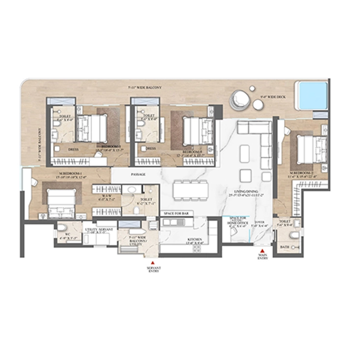 Smartworld The Edition 4 BHK Type I Floor Plan